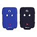 2Pcs XUHANG Sillicone key fob Skin key Cover Remote Case Protector Shell for Chevrolet Silverado Colorado GMC Sierra Yukon Cadillac smart Remote black blue