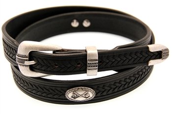 Orion Leather Black Bridle Leather Belt With Embossing And A Golf Club Concho