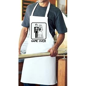 GAME OVER Funny Married Bride Groom Butcher Apron