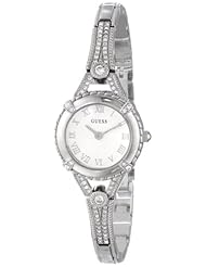 GUESS Womens U0135L1 Petite Vintage-Inspired Embellished Silver-Tone Watch