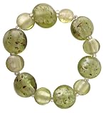 Italian Style Glass Bead Stretch Bracelet Green Art Glass w/Silver  Multi Fleck, Claspless Bracelet, Easy On  Off