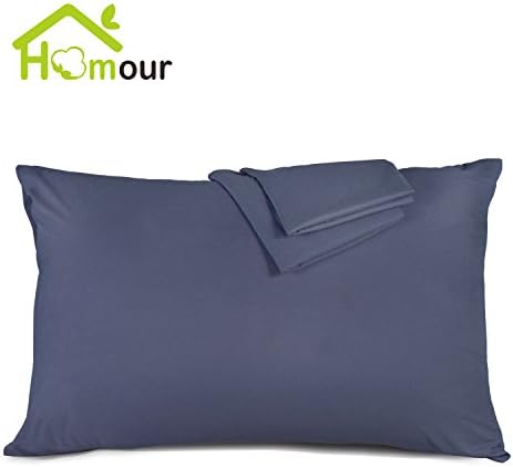 Homour Queen Size Pillowcases, 100% Brushed Microfiber Pillowcases Set Anti Wrinkle Pillowcase Protector Hypoallergenic Pillow Covers Pillow Encasement (Set of 2, Blue)