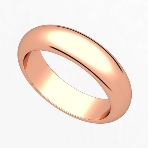 14k Rose Gold 5mm Domed Plain Wedding Band Ring