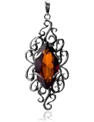 Faceted Baltic Amber Sterling Silver Rombic Pendant