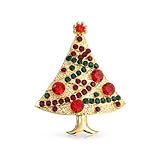 Bling Jewelry Holiday Gift Christmas Tree Pin Brooch Simulated Garnet Crystal Gold Plated thumbnail