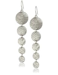 The SAK Batik Discs Linear Earwire Silver Drop Earrings