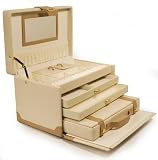 Cream & Tan Leather Jewellery Box (L)