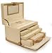 Cream & Tan Leather Jewellery Box (L)