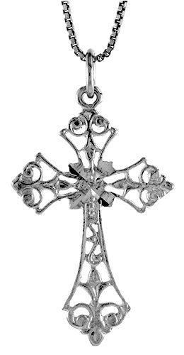Filigree Cross Pendant Sterling Silver 34 mm