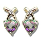 .01 ct 1-5X5 Trillion Mystic Green Topaz Yellow Earrings