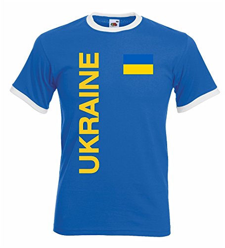 world-of-shirt Herren T-Shirt Ukraine Retro Trikot EM 2016|XXL