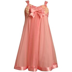Amazon.com: Bonnie Jean  Girls 7-16 Coral Mesh Dress: Clothing from amazon.com
