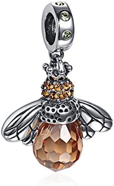 925 Sterling Silver Industrious Bee Dangle Charm For Busy Worker Charm Bracelets