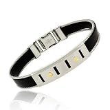 Genuine 18K Gold rubber Stainless Steel Screws Cable Mens Bracelet