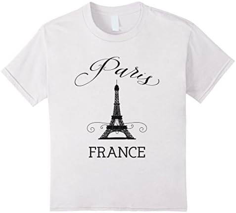 Kids Fancy Vintage Typography Paris France and Eiffel Tower Shirt 8 White