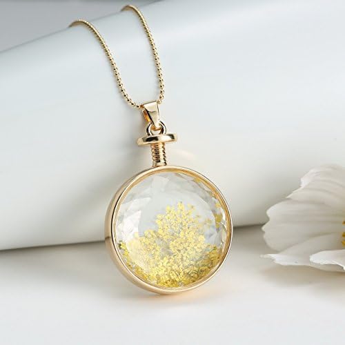 Gmail Beautiful Pressed Like Flower Round Pendant Necklace