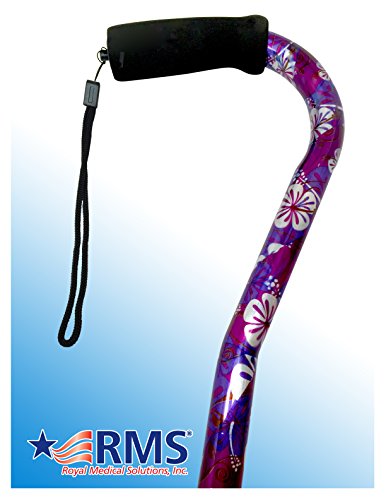 RMS Designer Cane with Adjustable Offset Handle (Purple Flower)
