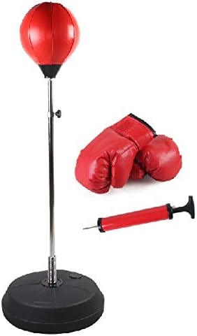 Homeinn HJ234 Height Adjustable Punching Speed Ball Bag with Boxing Glove for Exercise Release Stress Lose Weight Red