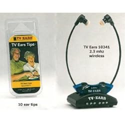 TV Ears 10341 2.3 System Wireless Headset System (Blue), with 10 Ear Tips