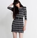 Red Herring-Black & grey dogtooth print dress