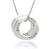 Triple 3 Sterling Silver .925 'Faith' 'Hope' 'Love' Round Circle Pendant