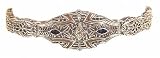 Sterling Art Deco Genuine Sapphire and Diamond Filigree Bracelet
