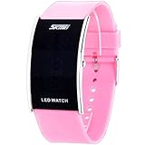 Water Resistant LED Digital Display Alloy Case Silicone Band Arced Dial Sport Electronic Wrist Watch