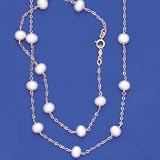 14K Tin Cup Pearl Necklace and Bracelet Set (fwp) 18 and 7