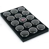 15 Black Foam Gem Jars Gemstone Storage Display Tray Insert