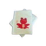Pair of Children's Embroidered Bath Towels Cute Frog Design