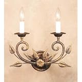 Wall Sconce Two Light Fixture In Oxide Brass Finish - 2 Bulbs