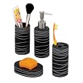 Zeller 18252 Bad-Accessories-Set, 4-teilig, Keramik, schwarz
