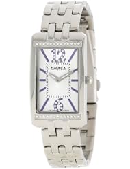 Haurex Italy Womens 2S391DSL Primula Stainless Steel Rectangular Silver Sunray Dial Swarovski Watch