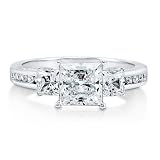 Princess Cubic Zirconia CZ 925 Sterling Silver 3-Stone Ring 2.37 Ct - Nickel Free Engagement Wedding Ring