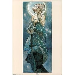 Moon by Alphonse Mucha Art Print Poster