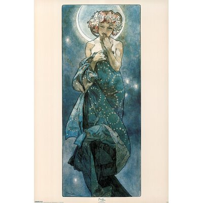 (24x36) Moon by Alphonse Mucha Art Print Poster