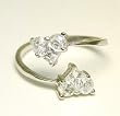 Bypass Invisible Cubic Zirconia CZ Heart Toe Ring - JewelryWeb