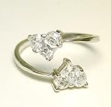 14k Bypass Invisible Cubic Zirconia CZ Heart Toe Ring