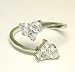 14k Bypass Invisible Cubic Zirconia CZ Heart Toe Ring in White Gold