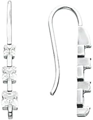 14K White Gold Three-Stone Princess Cut Diamond Earrings - 0.46 Ct. -- LIFETIME WARRANTY