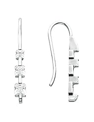 14K White Gold Three-Stone Princess Cut Diamond Earrings - 1.66 Ct. -- LIFETIME WARRANTY