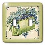 Florene Vintage - Green Purse With Blue Flowers - Light Switch Covers - double toggle switch