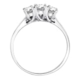 14K White Gold 3 Three Stone Round Brilliant Diamond Ring (1/2 cttw)