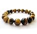 Genuine Tiger Eye Stone 10mm Bead Beaded Stretch Bracelet