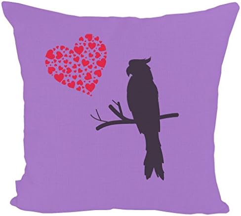 Atemperament ED64 (#) Love You Parrot In Purple Color Pillow Case Personalized Home Decor Cushion Cover Pillowcase 18x18Inch