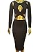 ALLEGRACE Womens Sexy Long Sleeves Slim Bodycon Party Bandage Club Dresses Black L
