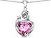 Original Star K(tm) Large Loving Mother With Child Pendant 12mm Heart Shape Created Pink Sapphire in .925 Sterling Silver