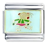 Girl Ice Skating Sport Italian Charms Bracelet Link