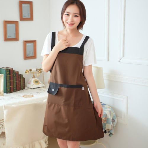 Kitchen Aprons Classic Womens Kitchen Waterproof Apron with Kitchen Apron for Women Front Pocket Restaurant Apron HOT (1, Coffee)