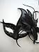 Masquerade Ball Feather Mask in Black flashing trim decor